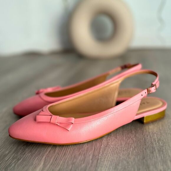 TALBOTS Preppy Pink "Edison" Slingback Bow Flats 7.5 - Picture 1 of 8